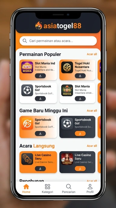 Tampilan katalog aplikasi asiatogel88