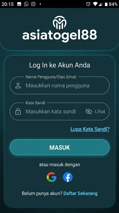 Tampilan halaman login asiatogel88