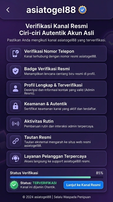 Tampilan kanal resmi asiatogel88